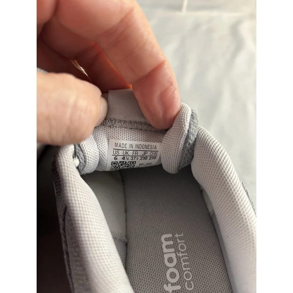 Adidas Cloudfoam Womens Size 6 Gray White Running Shoes Athletic Sneakers - Picture 9 of 9